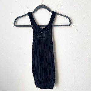 Sezane Jessica Knit Tank Top Navy Blue